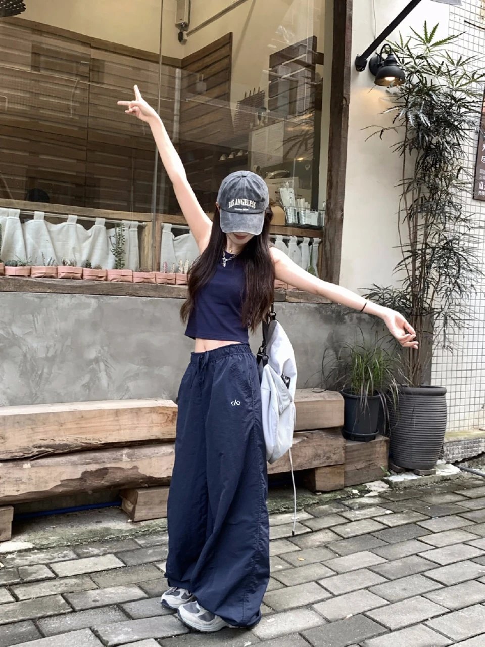 Alo Yoga Sweatpants Front Letter Embroidery logo Straight-leg Breathable Pants for Women25ss Spring Summer New Loose Fit Versatile Plus Size Casual Pants