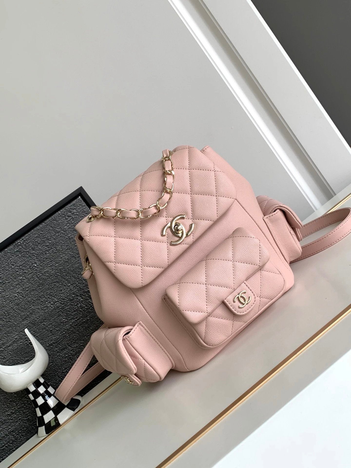 Chanel Backpack Bag Top version 【Original Leather】23K New Tank Duma Backpack Large and Small Sizes France Haas First-Class Calfskin Backpack Duma Explosive Bag New Women's Bags, Schoolbags Small Backpack