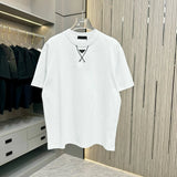 PRADA T-shirt Simple Chest Embroidery logo round Neck Short Sleeve25ss New Pure Cotton Unisex Style T T-shirt OS Loose Fit Base Shirt Top Half Sleeve T-Shirt