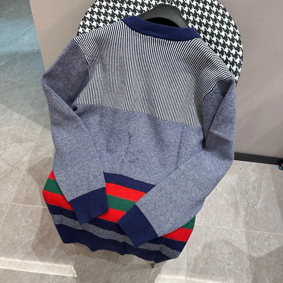 Gucci Sweater Single-breasted Color-block Straight-leg Casual V Cardigan Knit Sweater Jacket Unisex