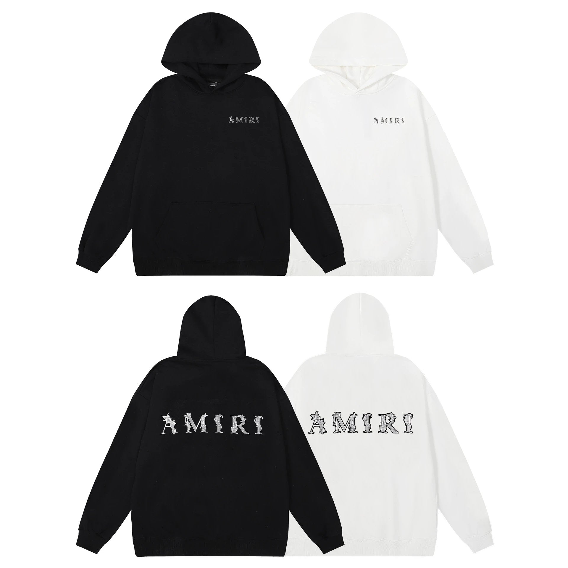 Amiri Hoodie 2024Autumn and Winter New OW Seaweed Letter Print Pattern Hooded Sweater for Men and Women