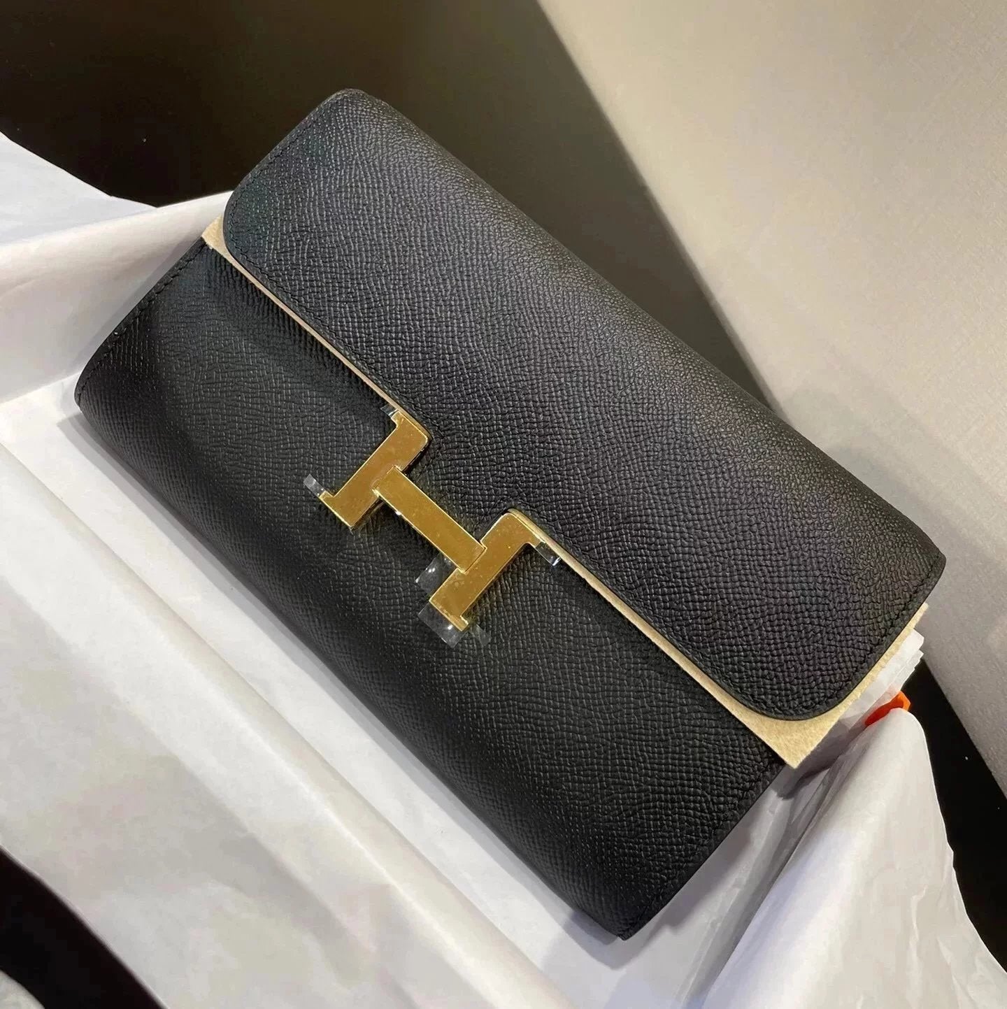 Hermes women's bag Top version New Kangkang Women's Bag epsom Leather Palm Print ConstanceToGoWoc Shoulder Crossbody Handbag Clutch Long Long Purse Wallet Dinner Bag