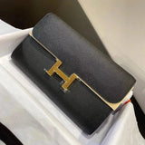 Hermes women's bag Top version New Kangkang Women's Bag epsom Leather Palm Print ConstanceToGoWoc Shoulder Crossbody Handbag Clutch Long Long Purse Wallet Dinner Bag