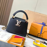 Louis Vuitton LV Women's Bag Top version 【Real Original Version Hardware】M23330M23331M23332Mini Black Corolla CapucinesFlowerCrown Handbag Is Full Grain Taurillon Leather Embellishment Monog Leather Bag mini Handbag