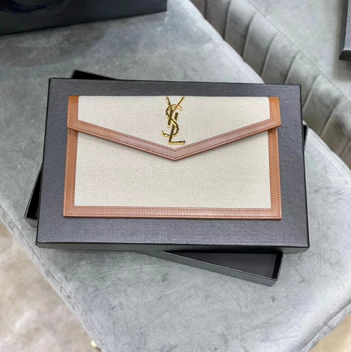 YSL Women's Bag Top version 【Genuine Goods Leather】2022Spring and Summer New Clutch Handbag Crocodile Pattern Cowhide Caviar Women's Cow Leather Bag Clutch Bag