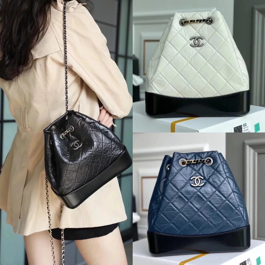 Chanel Women's Bag Top version Series New Gabrielle Wandering Backpack Fashionable All-Match Women's Shoulder Bag Hobo Bag Leisure Travel Small Bookbag Small Backpack Wandering Backpack