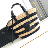 Celine women's bag Top version 【Original High Version】24New TEEN Woven Vegetable Basket Straw Bag Hand-Woven Arc De Triomphe Woven Beach Bag Vacation Bag Handbag Messenger Bag Shoulder Bag Women's Bag115802