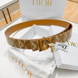 Dior Belt Top version Original Single Original Single Men and Women Universal Belt Width3.5cm Counter Full Set of Packaging Original Leather Material Classic Presbyopic Full Printed Canvas Full Stand Leather Lychee Pattern Bottom Letter Buckle Support NFC