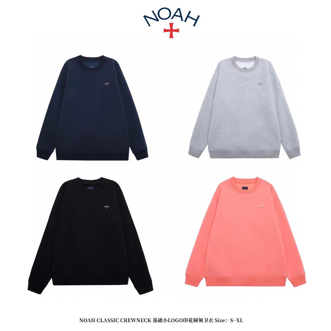 NOAH Hoodie Top Version Classic Cross Print round Neck Cashmere Autumn and Winter High Street Sweater Men and Women