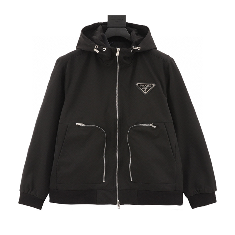 PRADA Jackets  Triangle Mark Zipper Hooded Jacket for Men and Women