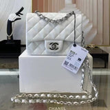 Chanel Women's Bag Top version Original Leather Surrogate Shopping Version New Bag Ch@ne1CF Fat Fang1115mini17cm Caviar Ball Grain Cowhide CF Sheepskin Mini Small Sized Flap Bag Shoulder Crossbody Chain Bag Lambskin Original Leather