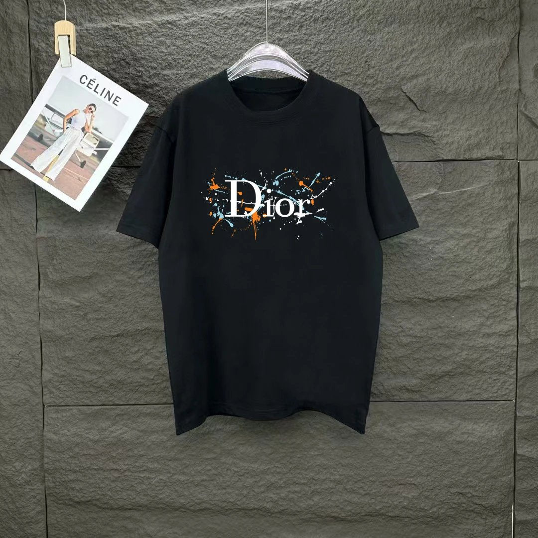 Dior T-shirt Chest Brand Logo Print logo round Neck Short Sleeve25ss New Pure Cotton Unisex Style T T-shirt OS Loose Fit Base Shirt Half Sleeve T-Shirt Top Half Sleeve