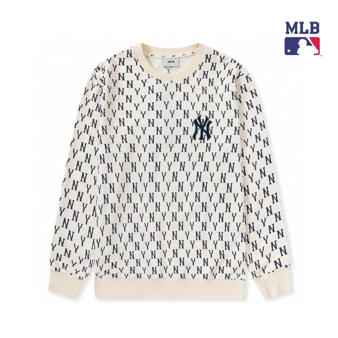 MLB Hoodie Top Version Counter Same Style Sweatershirt Men's Clothing Autumn and Winter New Classic LOGO Embroidered Crew Neck Long Sleeve Fashion