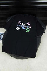 Louis Vuitton LV T-shirt Floral Letter Print on the Chest logo round Neck Short Sleeve25ss New Pure Cotton Unisex Style T T-shirt OS Loose Fit Base Shirt Top Half Sleeve T-Shirt
