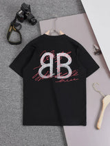 Balenciaga T-shirt Hand-painted Double Blogo round Neck Short Sleeve25ss New Pure Cotton Unisex Style T T-shirt Base Shirt Tee Shirt OS Loose design