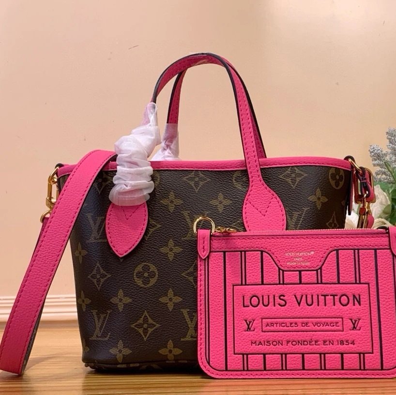 Louis Vuitton LV Women's Bag Top version 【Neverfullmm Handbag】m12061Presbyopic/Brown m11946Presbyopic Neverfull Double-Sided Tote Bag Classic Presbyopic Tote Bag Women's Bag New Presbyopic Double-Sided Large Shopping Bag Mother and Child Bag M12099Mini Do