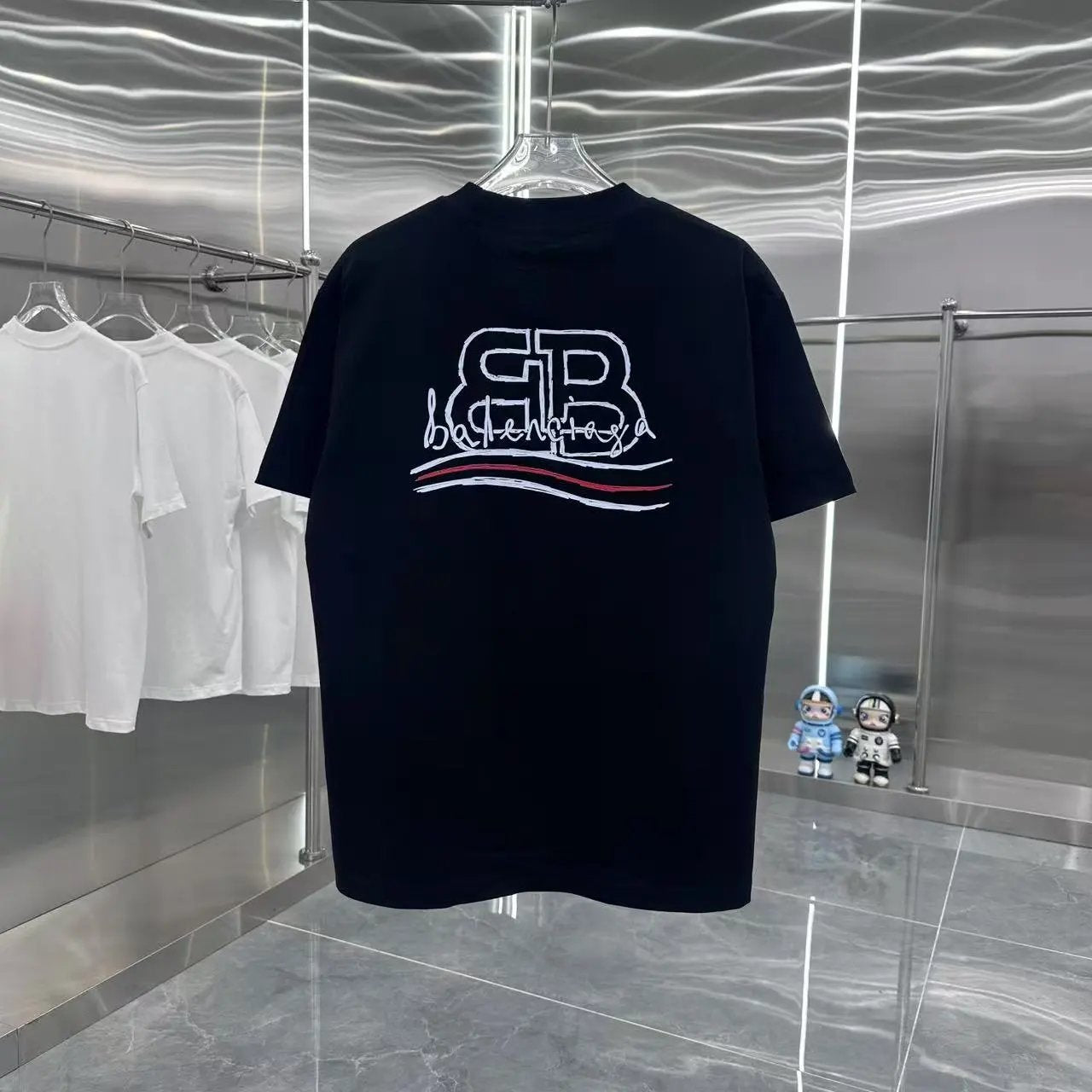Balenciaga T-shirt Backrest Cola Double B Letter Printing logo round Neck Short Sleeve25ss New pure cotton T Unisex T-Shirt OS Loose Fit Base Shirt Top Half Sleeve T-Shirt