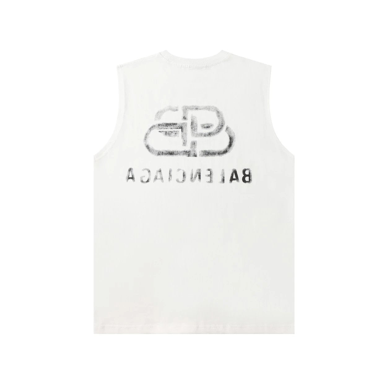 Balenciaga T-shirt Back with Blurred Lock Print logo Sleeveless Short Sleeve Sleeveless Vest25ss New Pure Cotton Unisex Style T T-shirt OS Loose Fit Base Shirt Top Half Sleeve T-Shirt