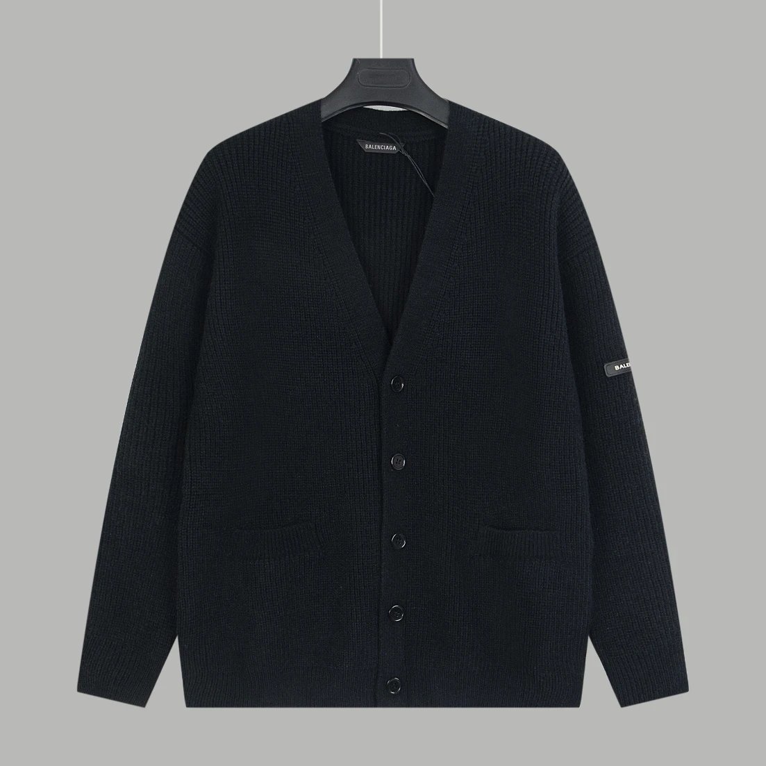 Balenciaga Sweater Solid Color Knitted Cardigan Sweater Coat Unisex Long Sleeve Soft Lazy Style OS Loose fit