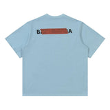 Balenciaga T-shirt Front and back small letter embroidery logo round Neck Short Sleeve25ss New Pure Cotton Unisex Style T T-shirt OS Loose Fit Base Shirt Top Half Sleeve T-Shirt