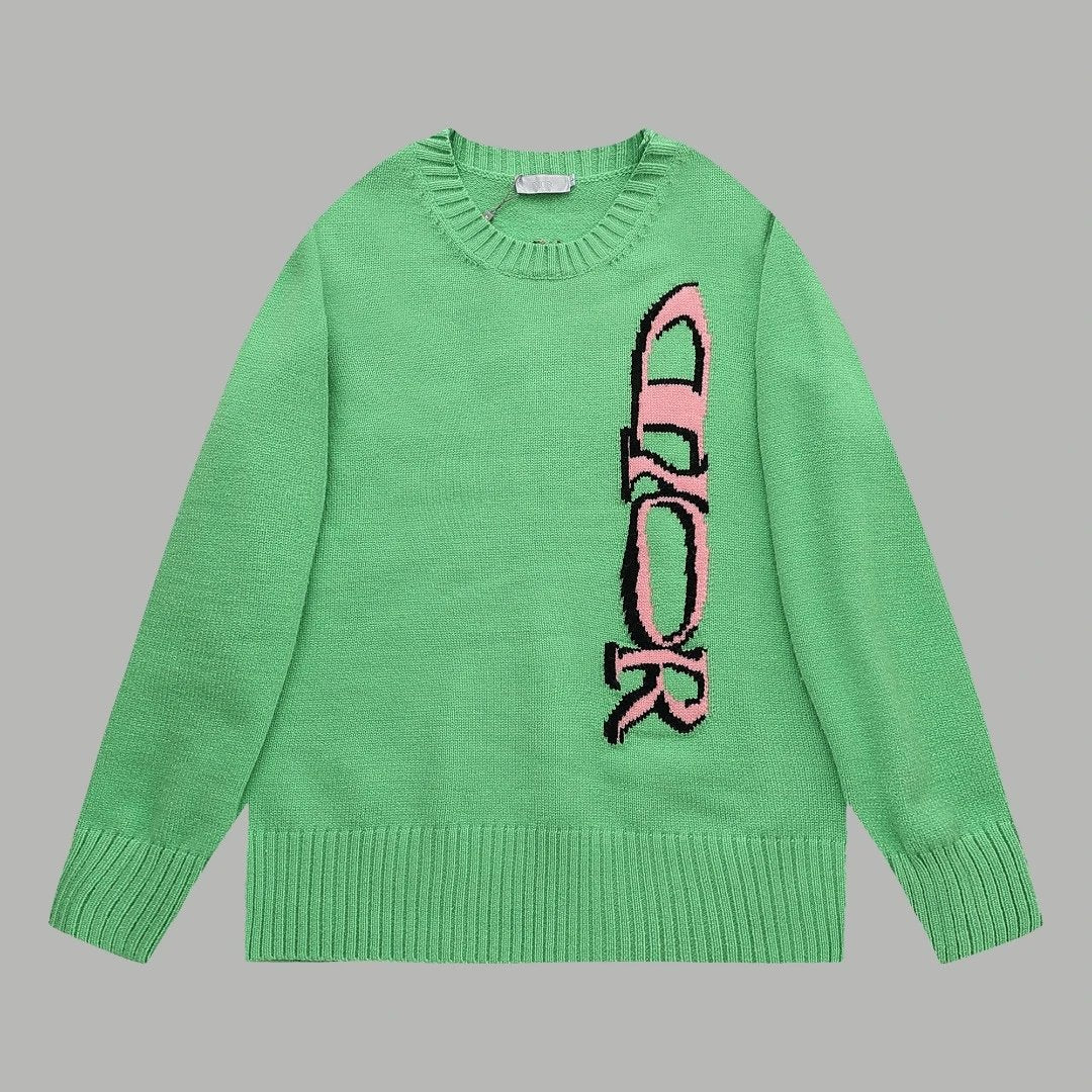 Dior Sweater Early Spring Round Neck Knitted Sweater Long Sleeve Pullover Unisex Thickened Top Versatile Casual Coat Lazy Style OS Loose fit