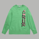 Dior Sweater Early Spring Round Neck Knitted Sweater Long Sleeve Pullover Unisex Thickened Top Versatile Casual Coat Lazy Style OS Loose fit