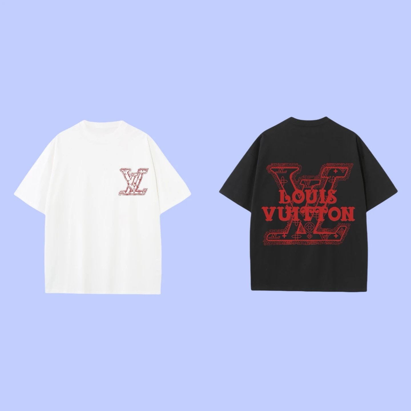 Louis Vuitton LV T-shirt Red brand print on the chest logo round Neck Short Sleeve25ss New pure cotton T Unisex T-Shirt OS Loose Fit Base Shirt Top Half Sleeve T-Shirt