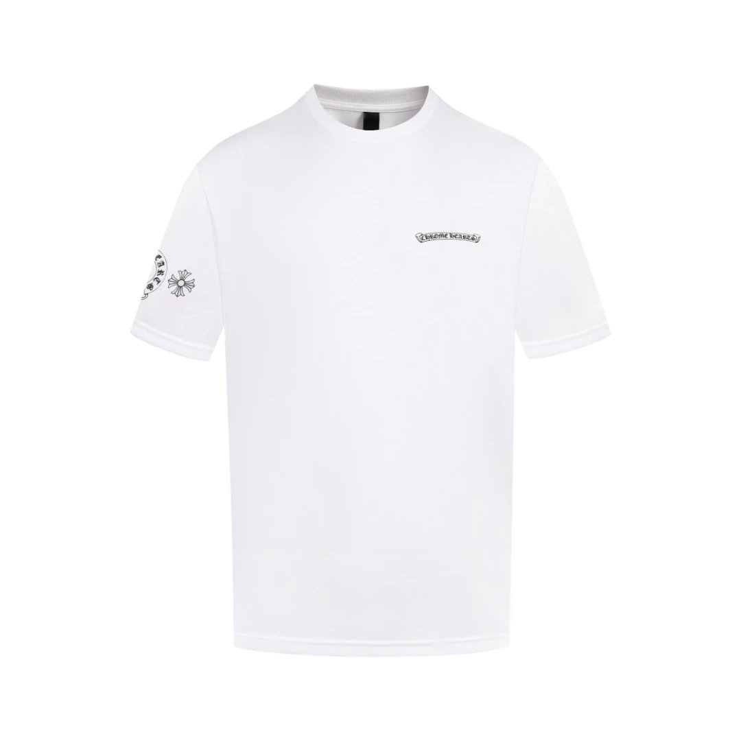 Chrome Hearts T-shirt Backside Print logo round Neck Short Sleeve25ss New pure cotton T Unisex T-Shirt OS Loose Fit Base Shirt Top Half Sleeve T-Shirt