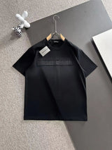 Balenciaga T-shirt Chest Letter Patch Embroidery logo round Neck Short Sleeve25ss New pure cotton T Unisex T-Shirt OS Drop Shoulder Loose Fit Base Shirt Top T-Shirt Short Sleeve