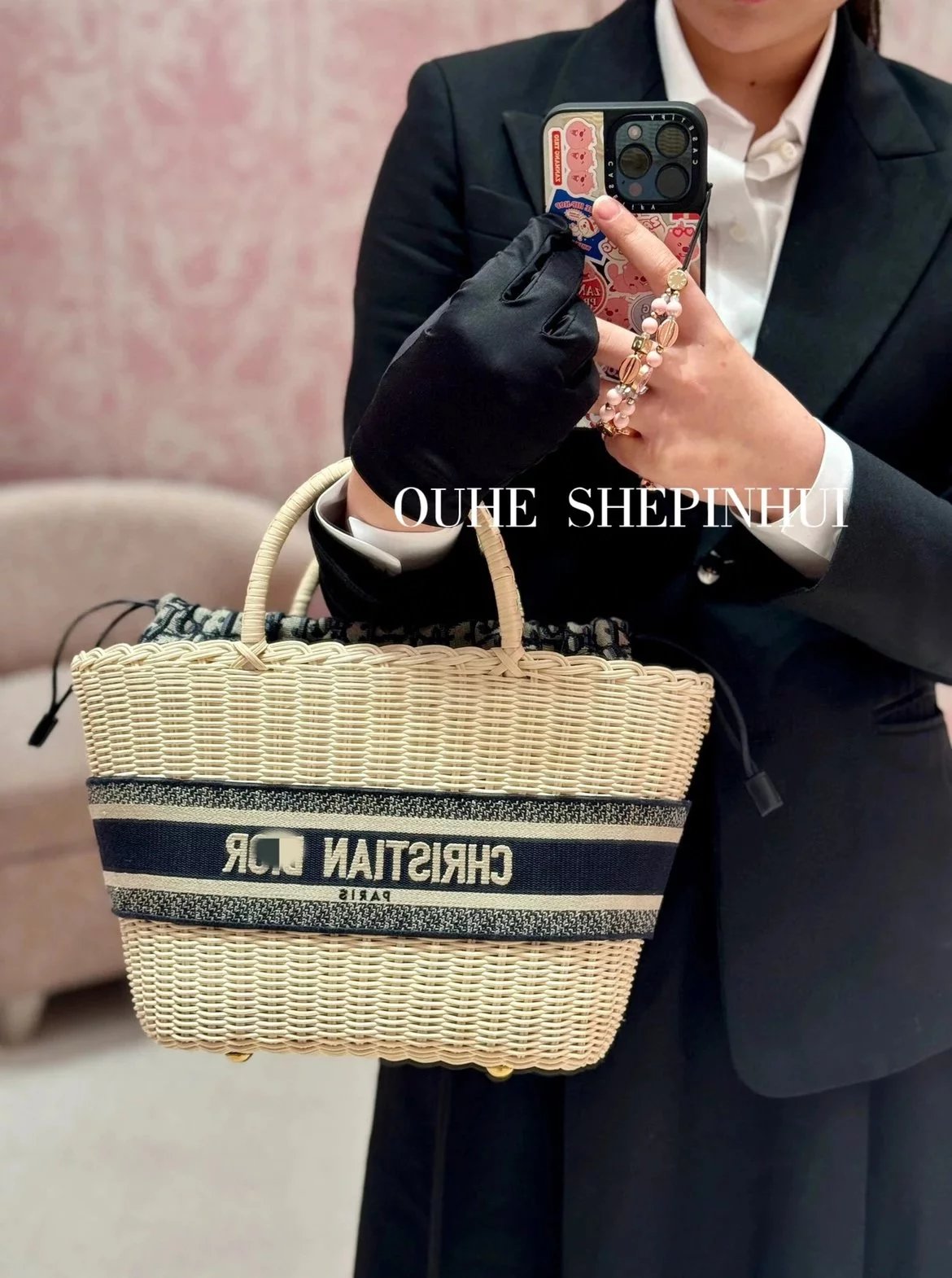 Dior Women's Bag Top version 【Grade Surrogate Shopping Original Factory】2024Spring and Summer New Bamboo Woven Bag Handmade Woven Vegetable Basket with Casual Adjustable Shoulder Strap Shoulder Messenger Bag Portable Women's Bag Tote Tote Bag