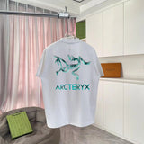 Arc'teryx T-shirt Back Gradient Bird Pattern Large Print logo round Neck Short Sleeve25ss New pure cotton T Unisex T-Shirt OS Loose Fit Base Shirt Top Half Sleeve T-Shirt
