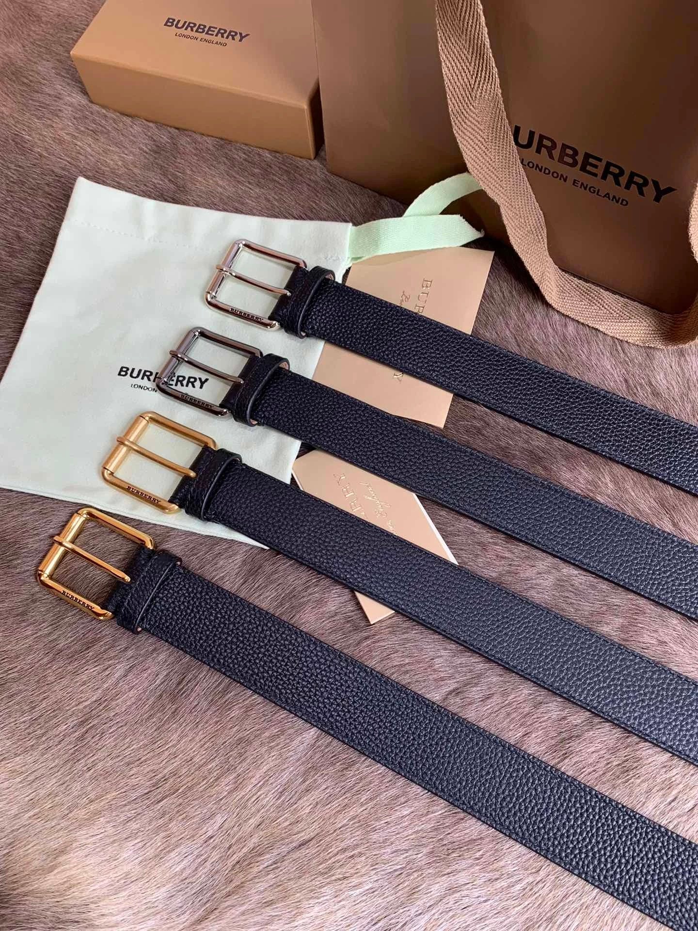 Burberry Belt Top version 【Full Package】New Men's Leather Belt Width3.5cm Double-Sided Imported First Layer Calfskin Full Grain Leather Genuine Goods Quality Original Factory Pin Buckle Letters Rotating Buckle Counter Full Set Gift Box Packaging B Home Be