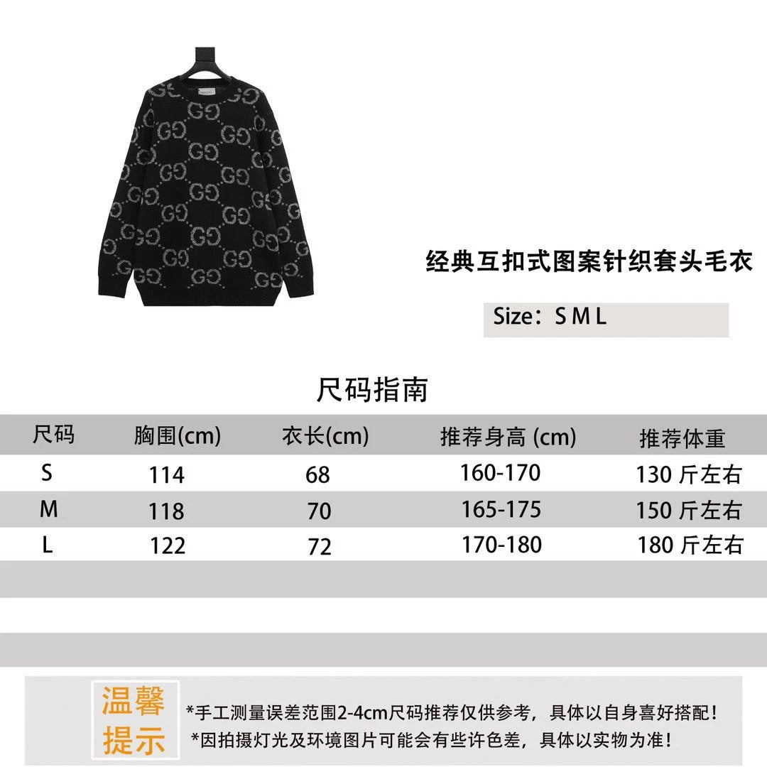 Gucci Sweater Sweater Classic Button Pattern Knitted Pullover Sweater Men and Women Same Style