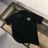 PRADA T-shirt Chest Triangle Mark Letters logo Towel Embroidery POLO Shirt Lapel Short Sleeve25ss New Unisex Summer Loose Short Sleeve T Business Commuter Short Sleeve Shirt Plus Size T-Shirt