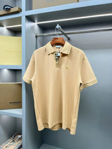 Burberry T-shirt Micro-label Embroidered Piqué Cotton POLO Shirt Lapel Short Sleeve25ss New Unisex Short Sleeve OS Loose T Business Half Sleeve Shirt Plus Size T-Shirt