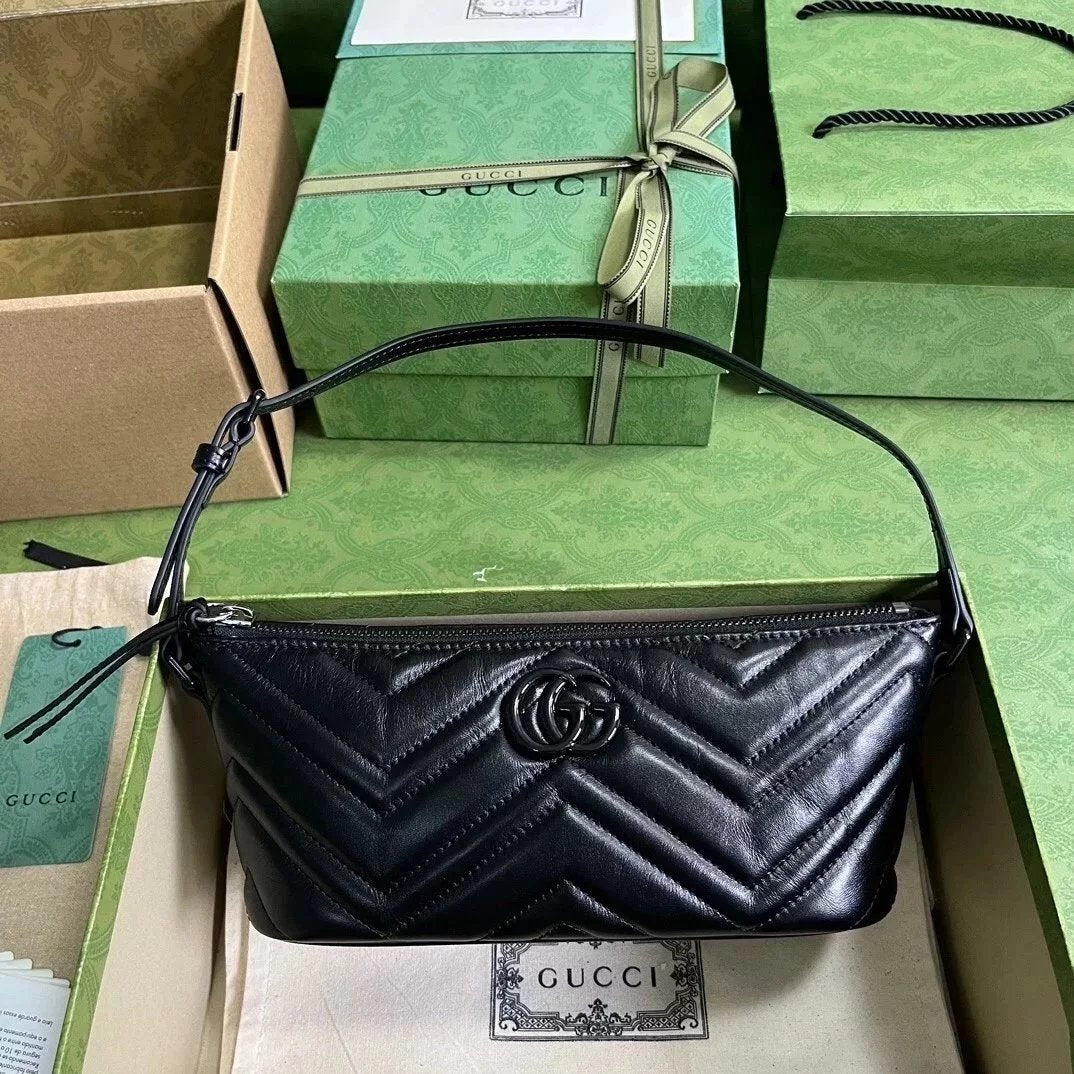 Gucci Women's Bag Top version 【**Version】2023New Marmont Series Quilted Backpack Underarm Bag Ma Meng Underarm Bag Handbag Storage Bag Mobile Phone Bag Marmont Ma Meng Series Handbag739166