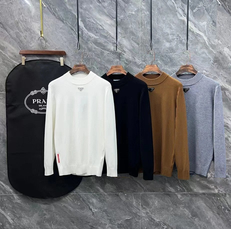 PRADA Sweater Audio-Technica Logo LOGO Three-Dimensional Mock Neck Sweater Long Sleeve Idle Style OS Loose Fit Unisex Knit Top Jacket Versatile Casual Wearable Inside and Outside