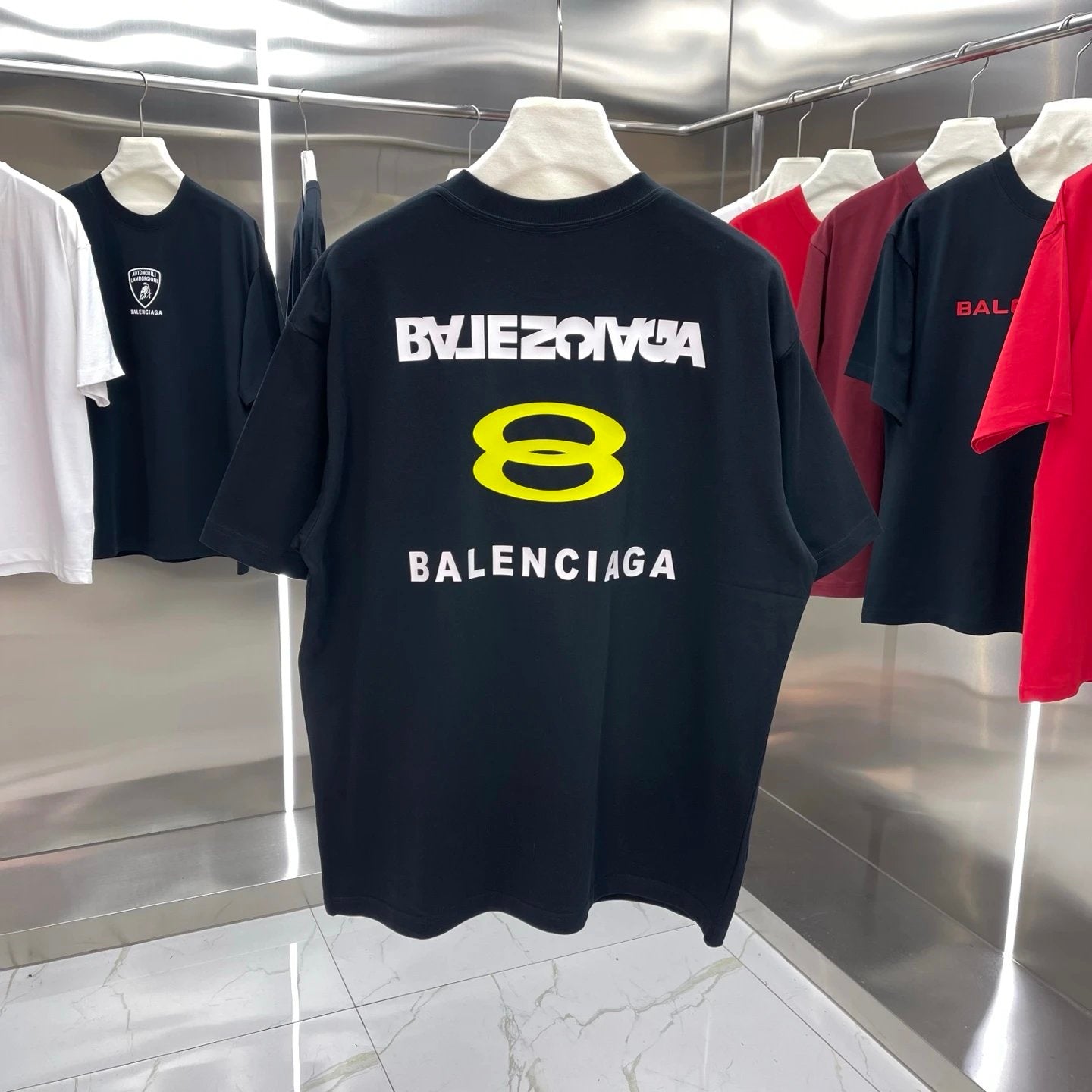 Balenciaga T-shirt 3D Silicone Back Cover logo round Neck Short Sleeve25ss New Pure Cotton Unisex Style T T-shirt OS Loose Fit Base Shirt Top Half Sleeve T-Shirt