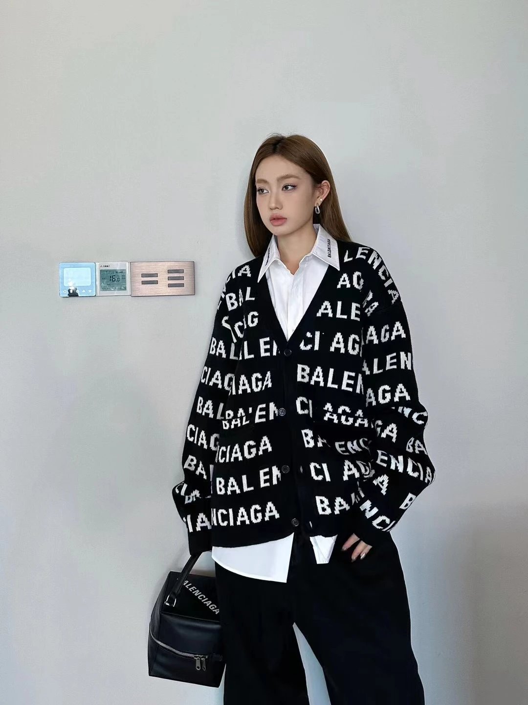 Balenciaga Sweater 24FW Bullet Screen Jacquard Cardigan Sweater Jacket Unisex Sports Casual Loose Versatile