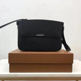 Burberry Women's Bag Top version 【Original Custom】New Catwalk Catherine Embossed Logo Magnetic Snap Flap Closure Plaid Cowhide Decorative Shoulder Messenger Bag Women's Bag Women's Bag