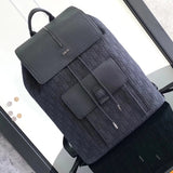 Dior Backpack Top version 【Huanglai Leather Original Leather】New Men's Motion Backpack Sports Bag Travel Bag Men's and Women's Bags Retro Hiking Backpack Black ObliqueMirage Printing Technology Fabric New Counter Synchronous Backpack