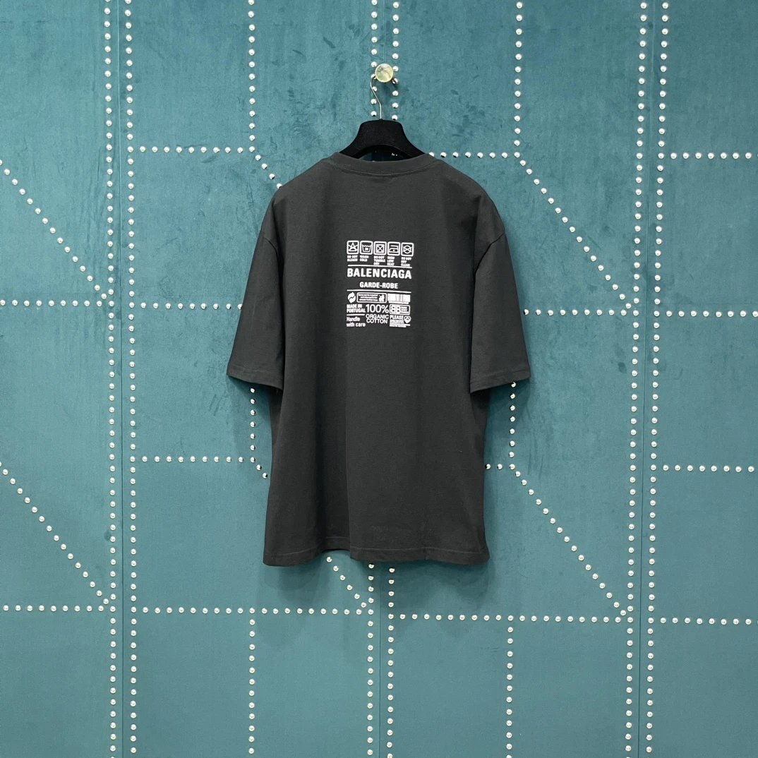 Balenciaga T-shirt Eco-friendly Pattern Print on the Chest logo round Neck Short Sleeve25ss New Pure Cotton Unisex Style T Casual T-Shirt Base Layer Shirt OS Loose Fit Half Sleeve Top Plus Size