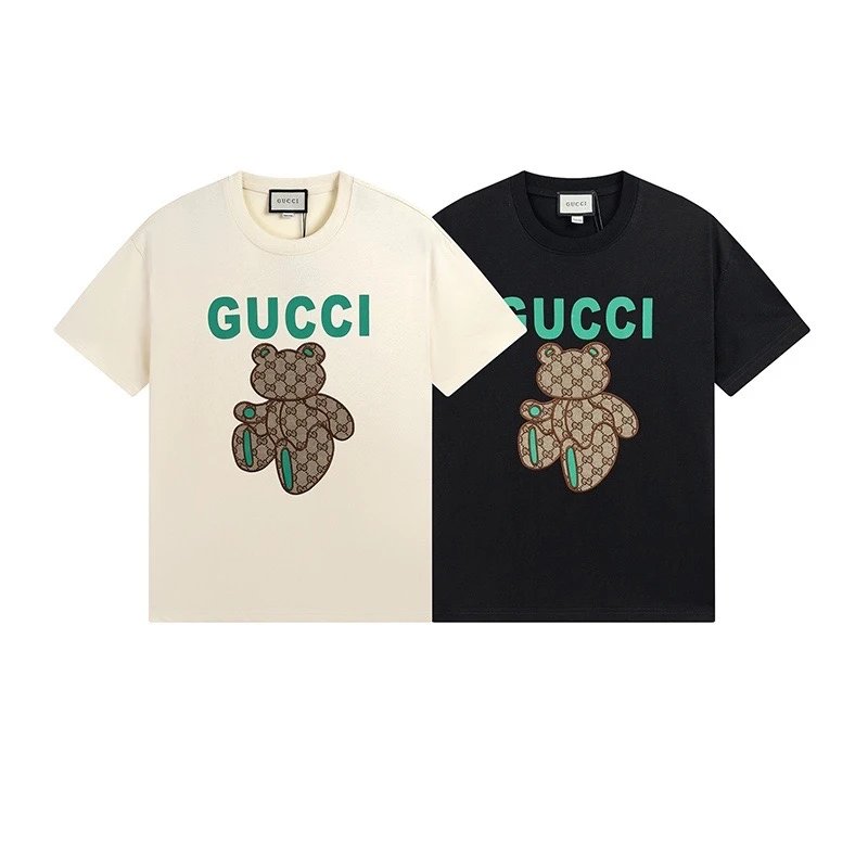 Gucci T-shirt Embroidered Chest for Small Busts logo round Neck Short Sleeve25ss New pure cotton T Unisex T-Shirt OS Loose Fit Base Shirt Top Half Sleeve T-Shirt