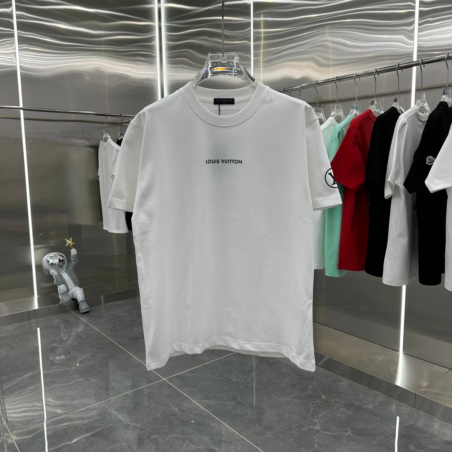 Louis Vuitton LV T-shirt 3D Thick Plate logo round Neck Short Sleeve25ss New Pure Cotton Unisex Style T Casual T-Shirt Base Layer Shirt OS Loose design