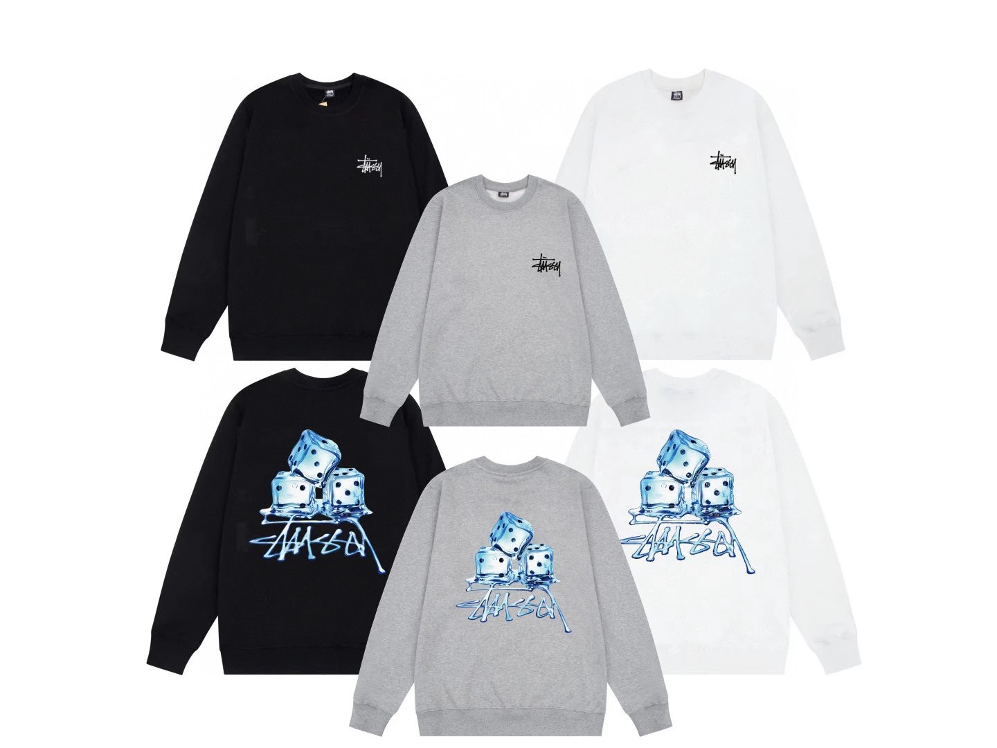 Stussy Hoodie Top Version Classic Dice Series round Neck Sweater Baby Boy and Girl Summer New