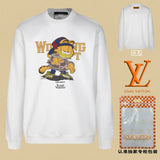 Louis Vuitton LV Hoodie Cartoon Print on the Chest logo Round Neck Sweatshirt Jacket Pullover Long Sleeve OS Unisex Sports Casual Loose Fit Base Shirt Top