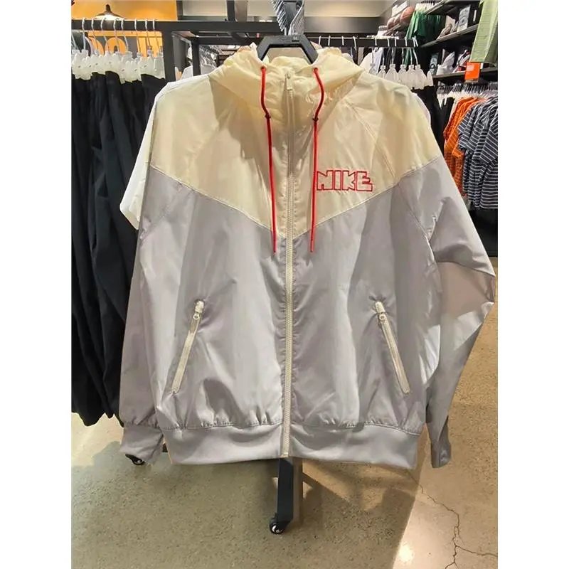 Nike Jackets 男子外套新款休闲运动梭织防风立领连帽夹克上衣女DX0695