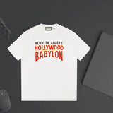 Gucci T-shirt Chest Letter Print logo round Neck Short Sleeve25ss New pure cotton T Unisex T-Shirt OS Drop Shoulder Loose Fit Base Shirt Top T-Shirt Short Sleeve