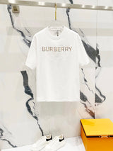 Burberry T-shirt Front Chest 3D Embossed Plaid Letters logo round Neck Short Sleeve25ss New pure cotton T Unisex T-Shirt OS Loose Fit Base Shirt Top Half Sleeve T-Shirt