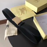 Burberry Belt Top version 【Original Custom】Original New Men's Leather Belt Width3.5cm Double-Sided Imported First Layer Calfskin Full Grain Leather Genuine Goods Quality Original Letter Rotating Buckle Counter Full Set Gift Box Packaging B Home Belt